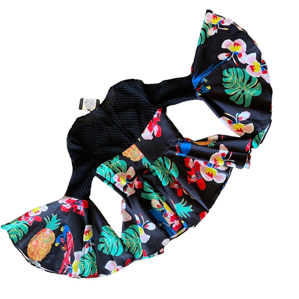 Floral Colorful Mesh Peplum Top - Picture 8 of 11